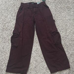Wild Fable Women's Burgundy Cargo Wide Leg Pants